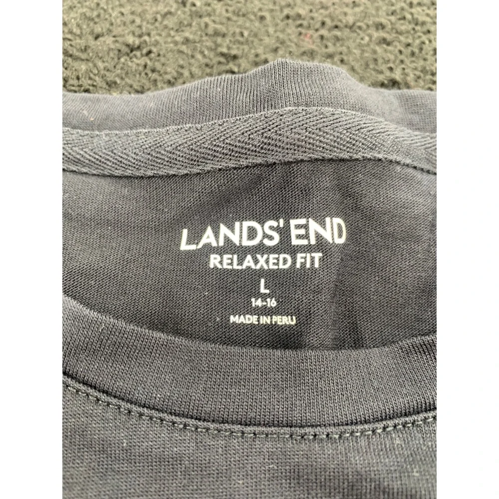 Lands End Relaxed Fit Black Crew Neck T Shirt Size L 14-16 Women - Picture 3 of 3
